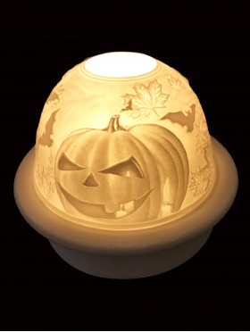 Porcelain Halloween Candle Dome Light w/Candle Plate